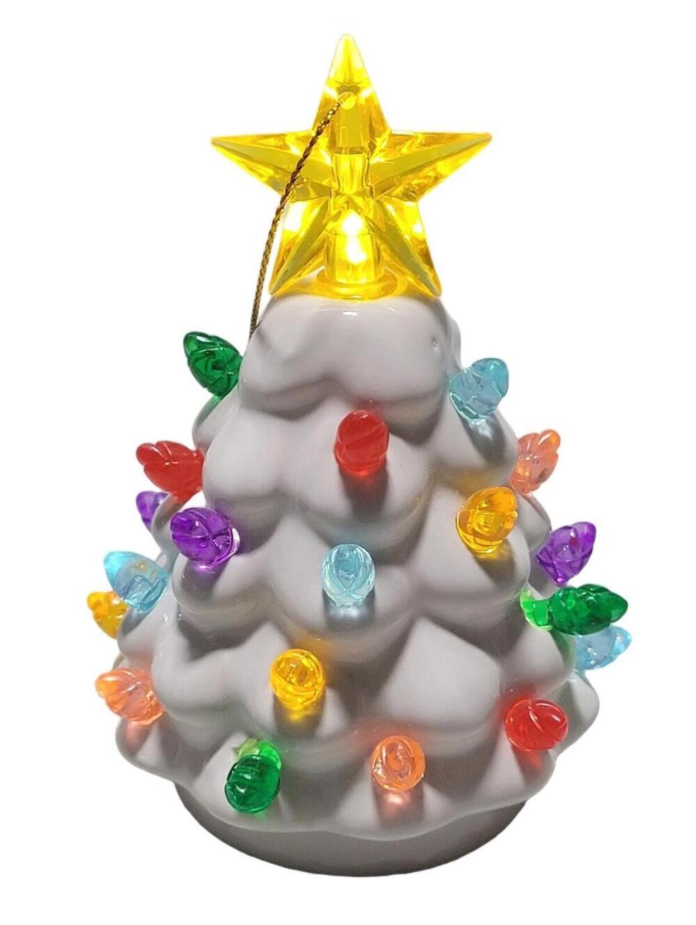 Mr. Christmas Mini 4.5” Light Up Ceramic Christmas Tree ~ White - Picture 3 of 12
